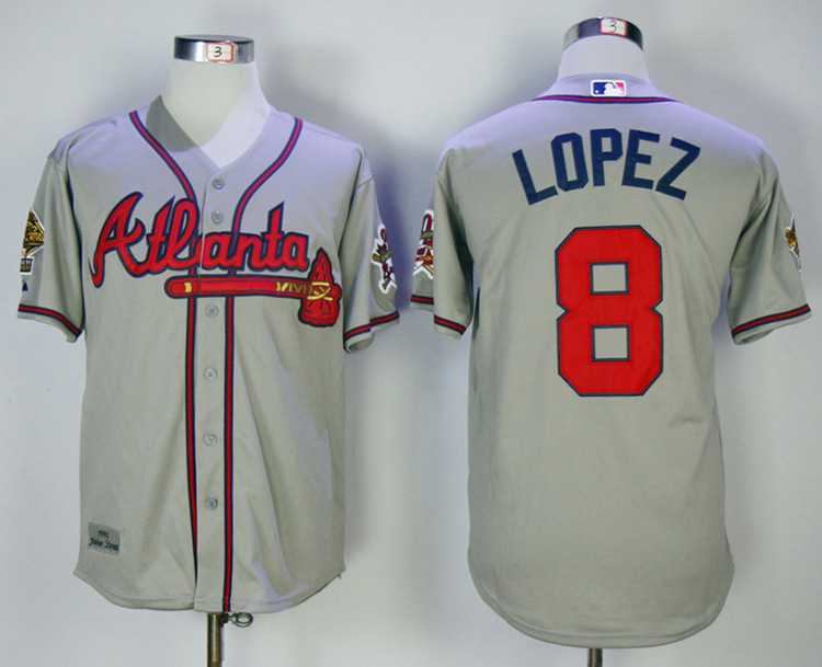 Atlanta Braves #8 Javier Lopez Gray Throwback Jersey,We sell and wholesale Atlanta Braves #8 Javier Lopez Gray Throwback Jersey on line form chian!